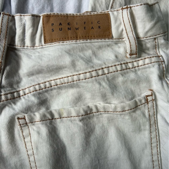 Pacsun white high rise dad jeans with brown stitching - Picture 6 of 6